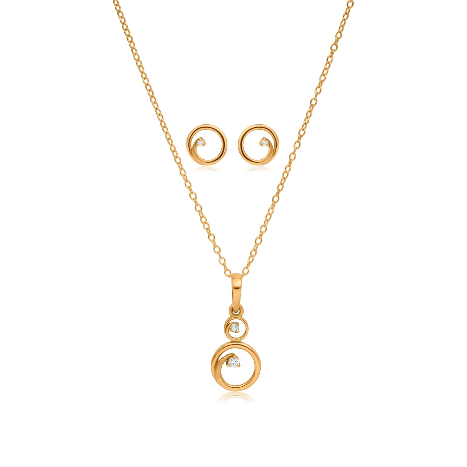 SHIMMERING 14K GOLD WITH DIAMOND PENDANT SET