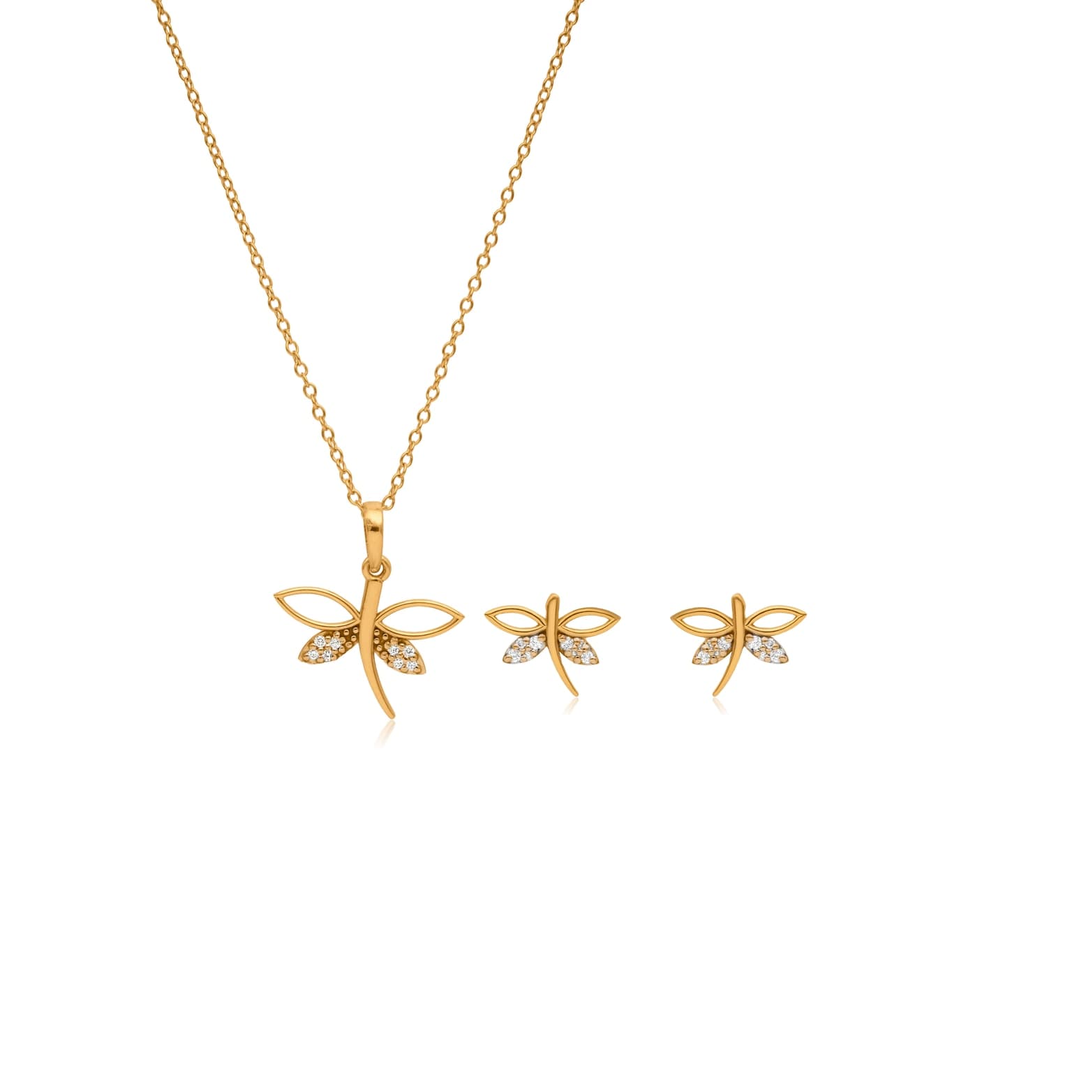 SPARKLING DIAMOND DRAGONFLY PENDANT SET