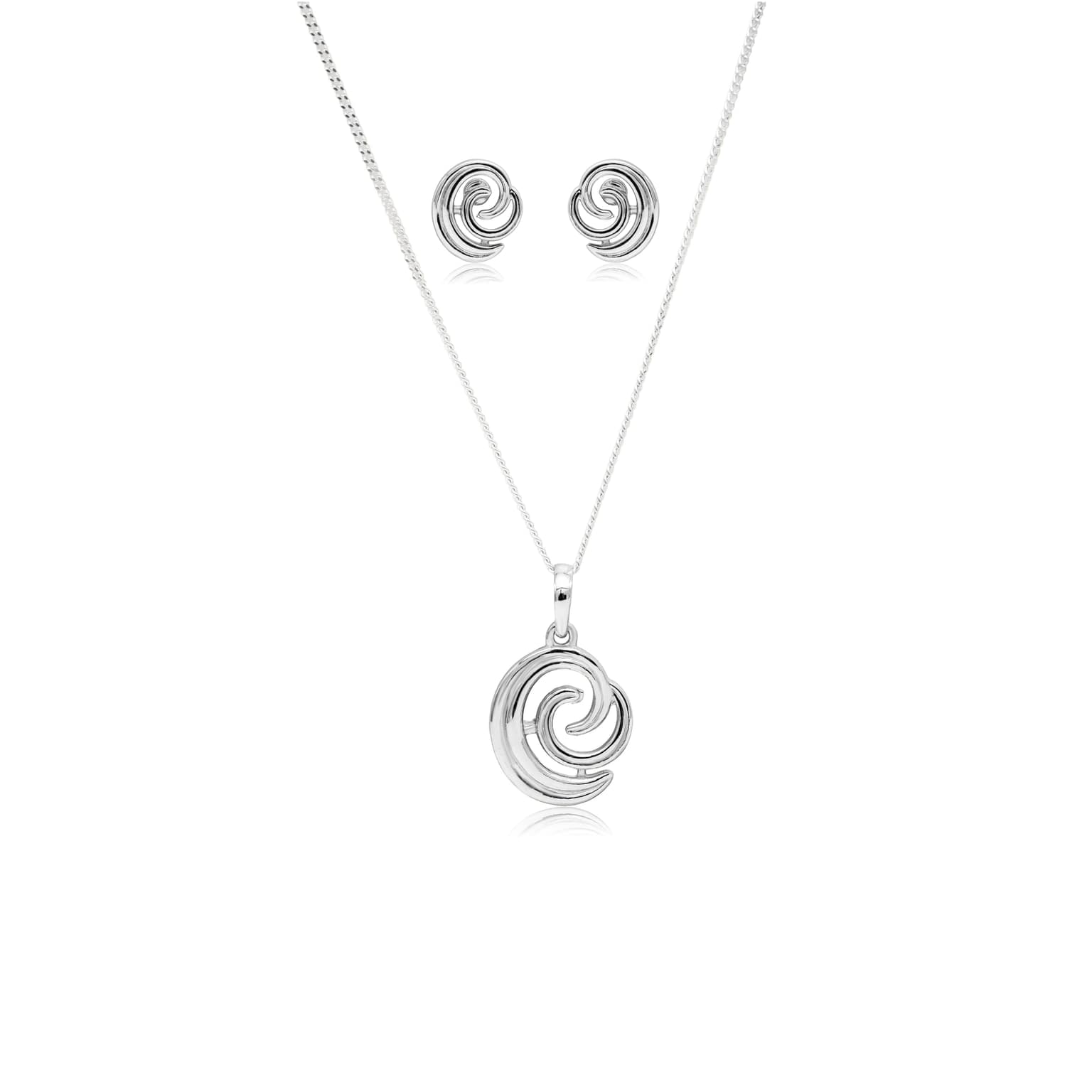 TIDAL SWIRL SILVER PENDANT SET