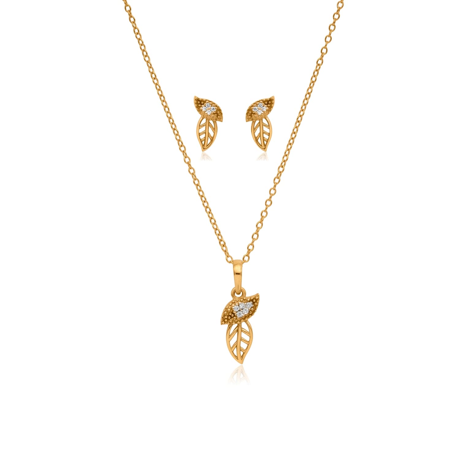 CONTEMPORARY LEAF DIAMOND PENDANT SET