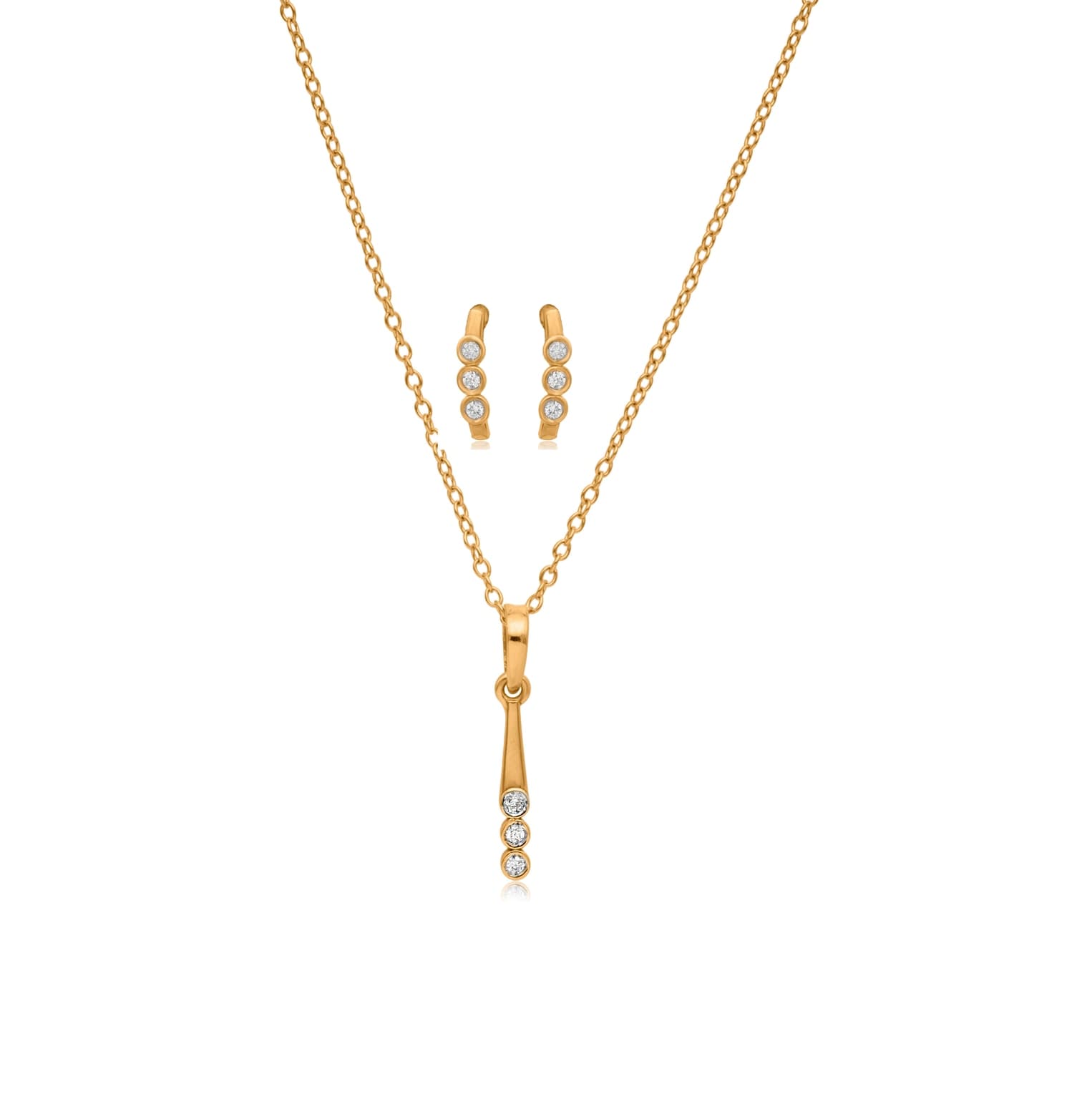 SHINING VERTICAL TRAIL DIAMOND PENDANT SET