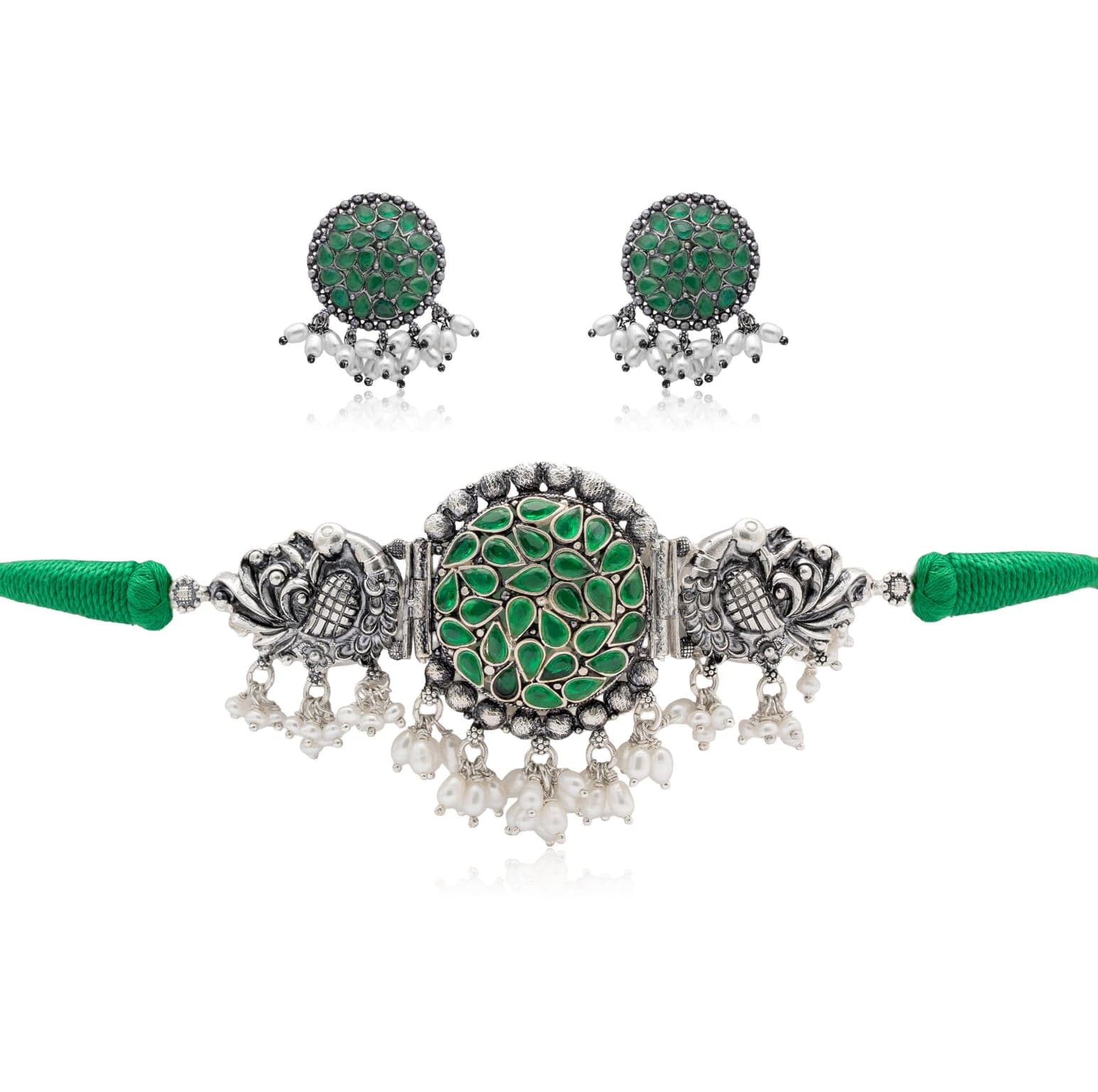 SHADOW AND STONE SILVER NECKLACE SET