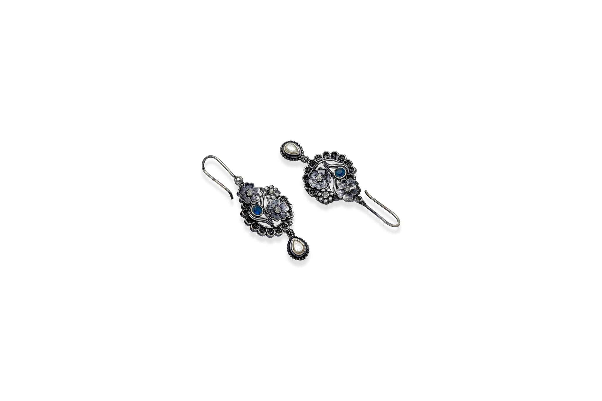 Flora grace silver earrings – handcrafted silver EARRINGS (alternate view)