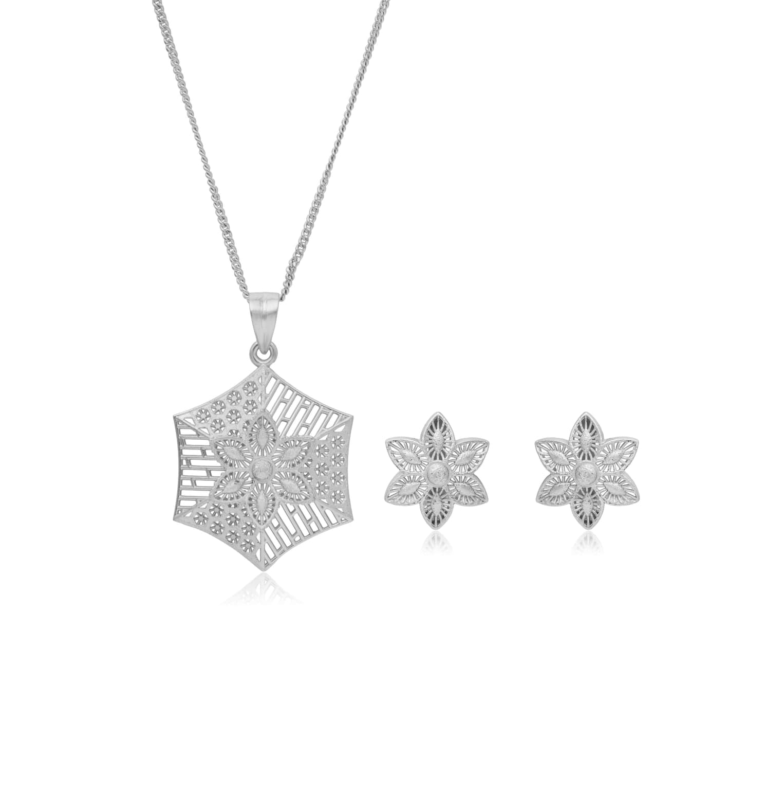 SIXFOLD BLOOM SILVER PENDANT SET