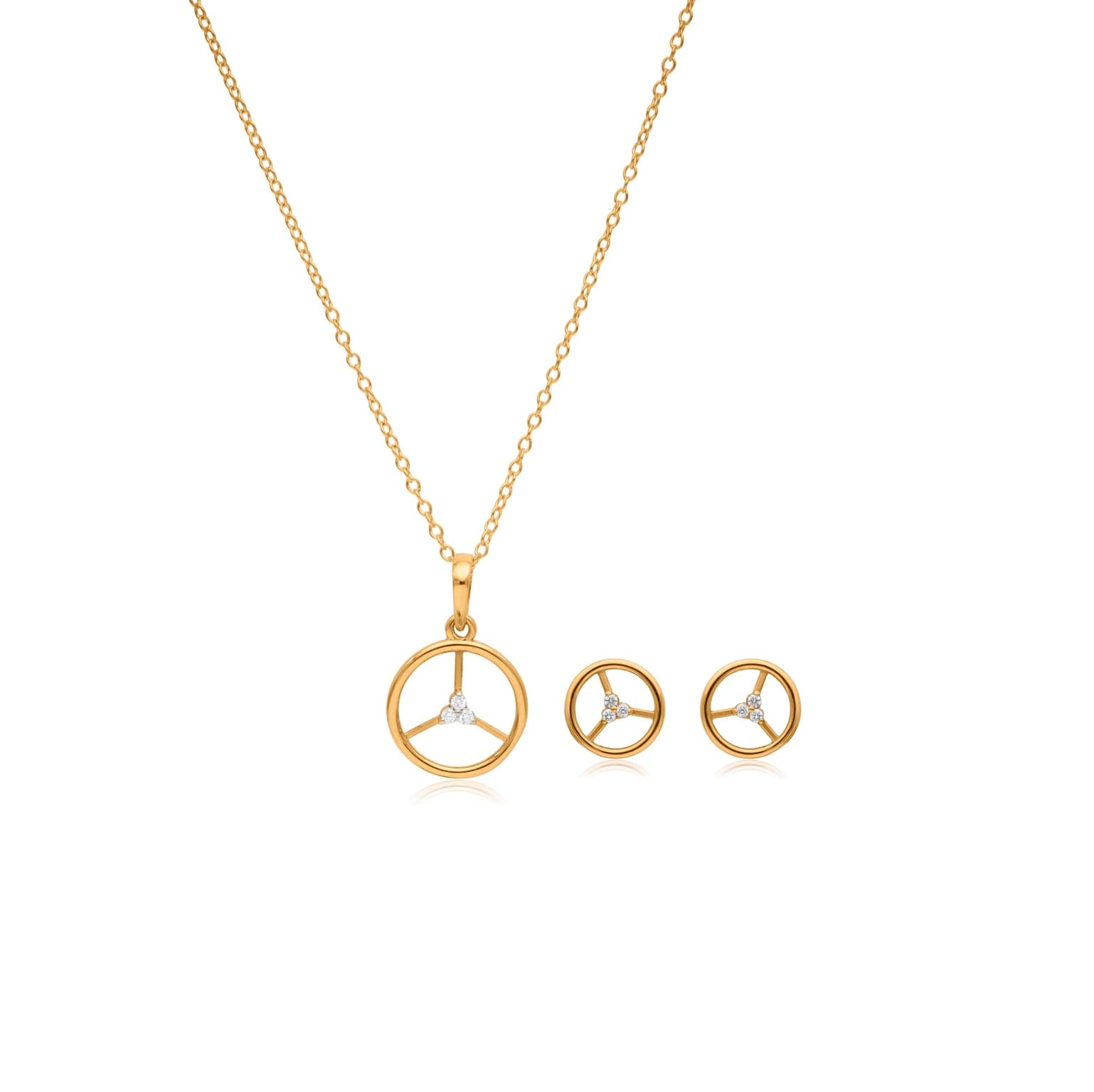 TWINKLING TRINITY DIAMOND PENDANT SET