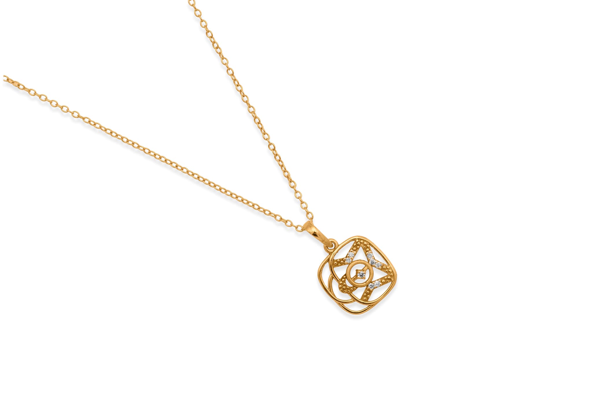 GEOMETRIC GOLD DIAMOND PENDANT SET