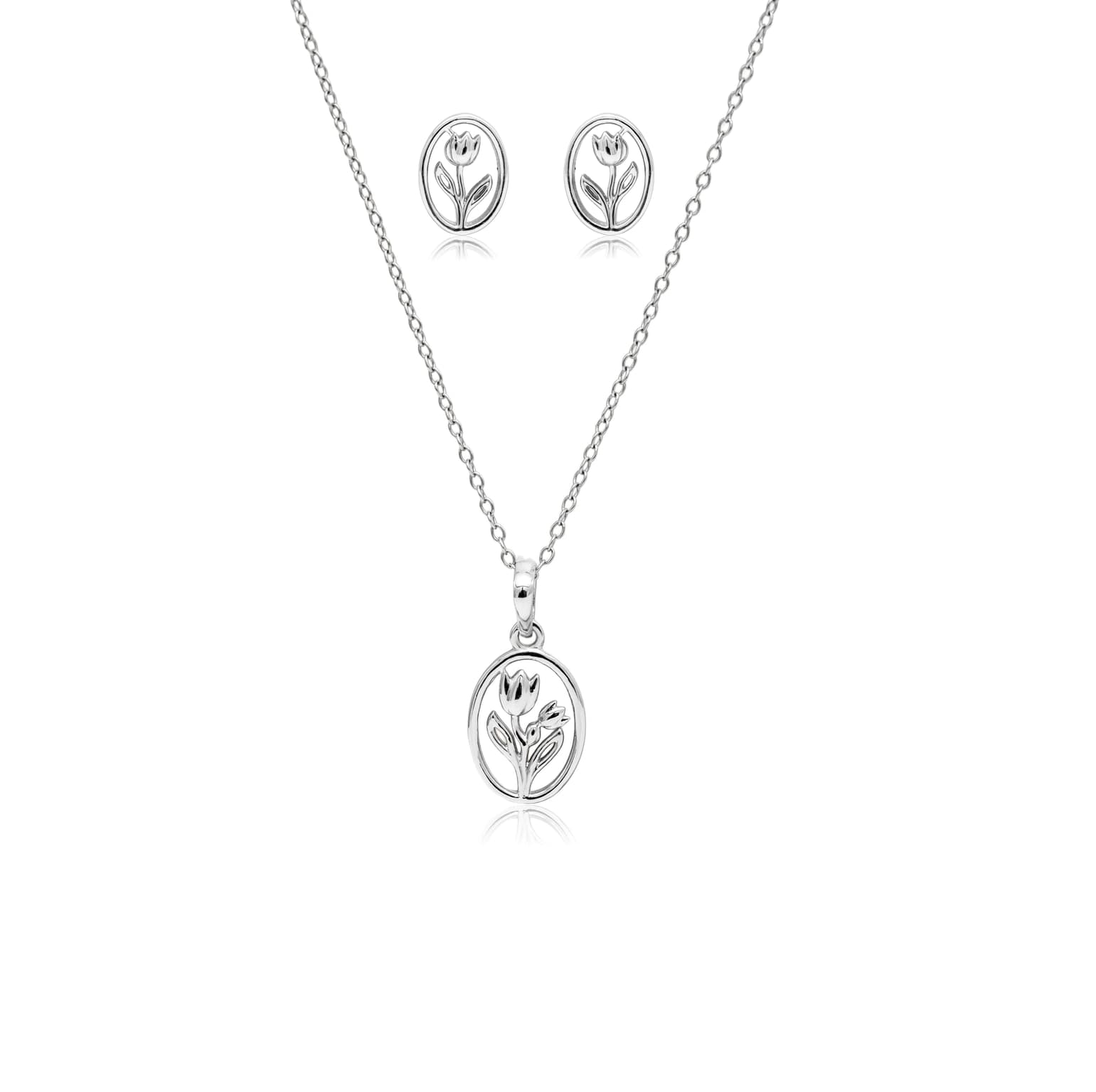 925 STERLING SILVER TULIP PENDANT SET