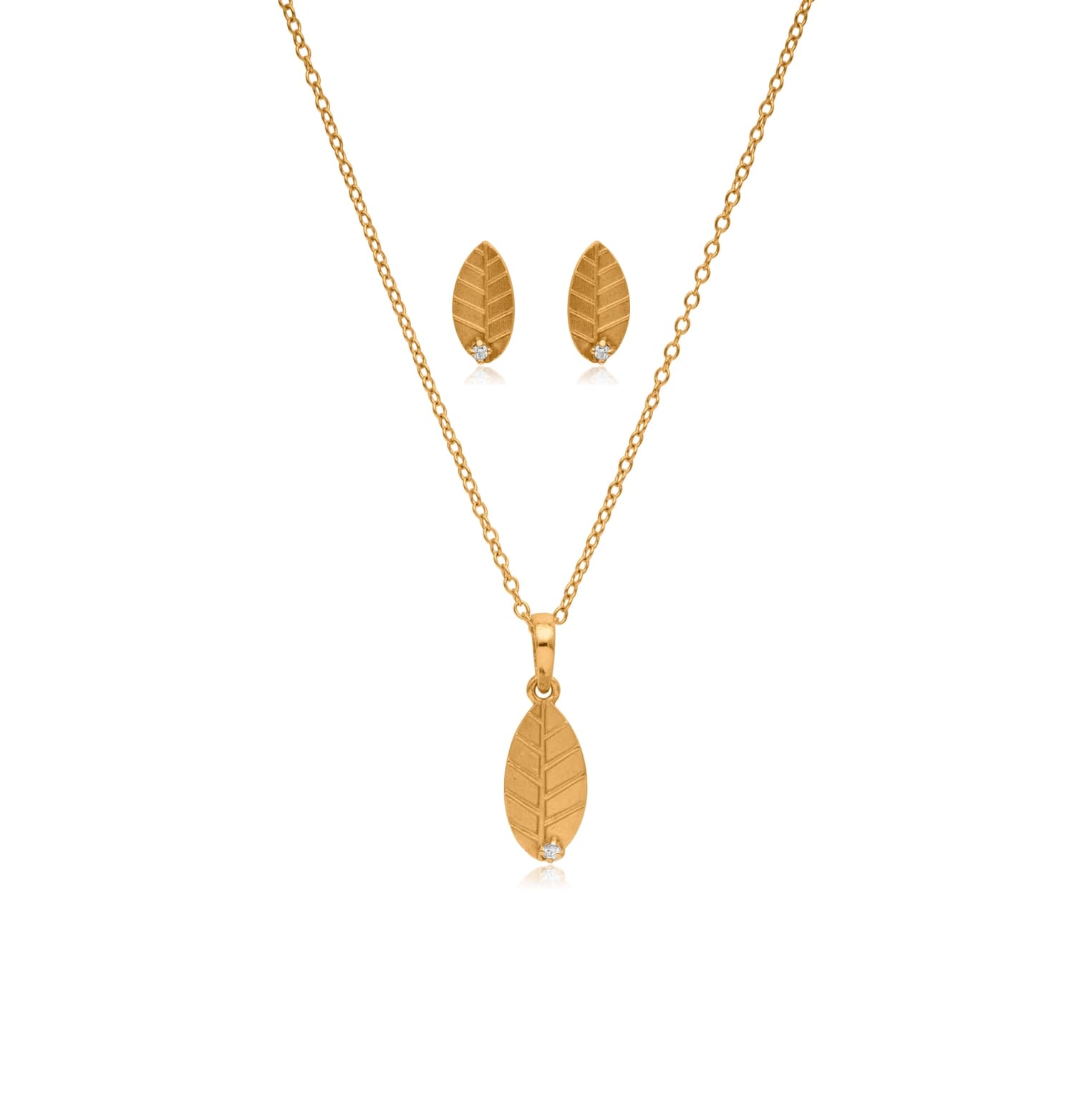 SUBTLE SPARK LEAF DIAMOND PENDANT SET