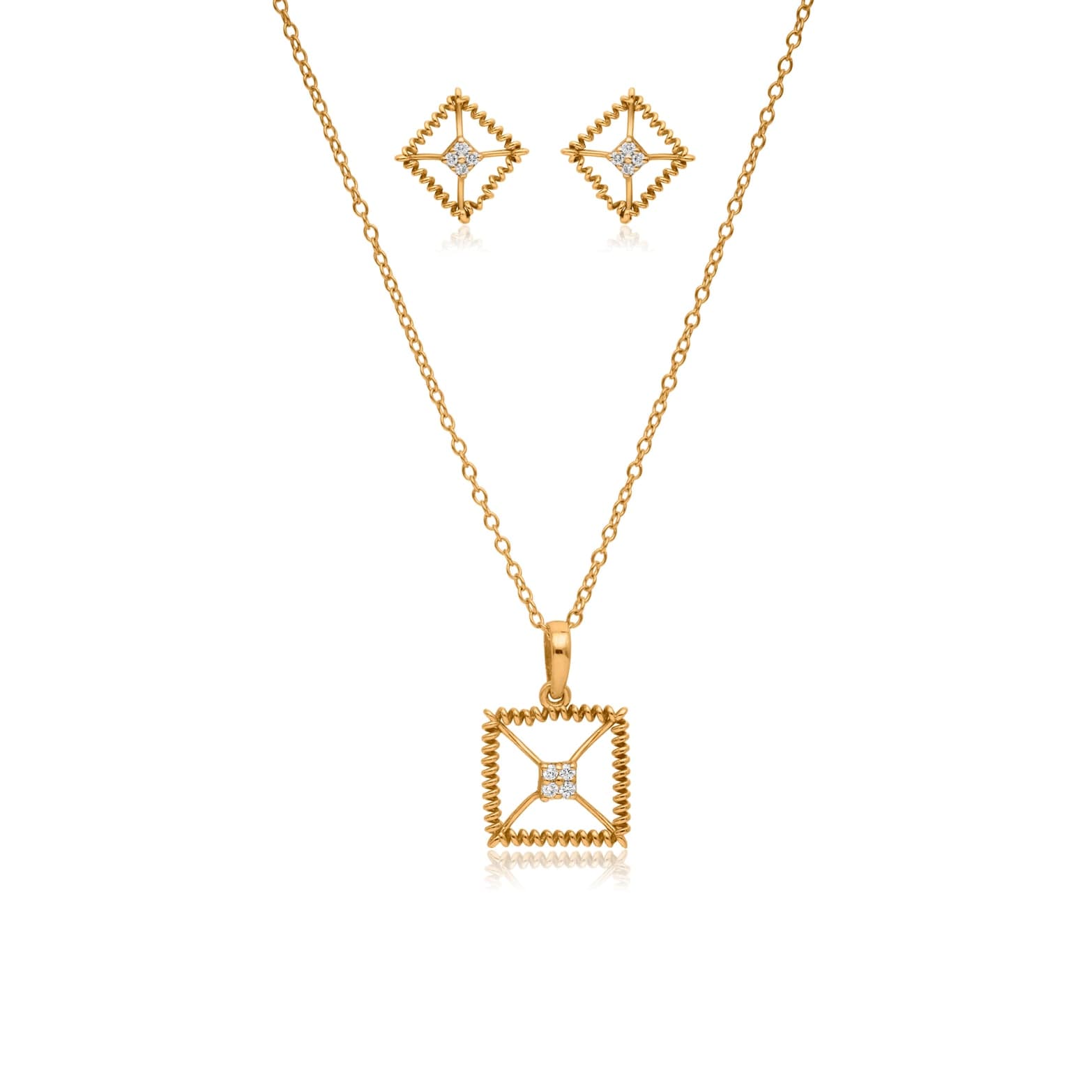 GLOWING SQUARE DIAMOND PENDANT SET