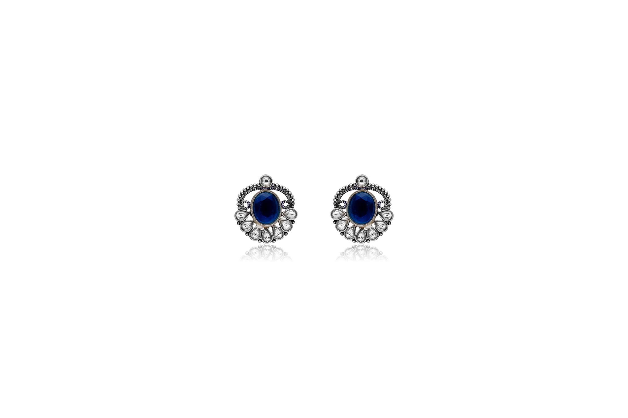 BLUE ONYX SILVER STUD EARRINGS