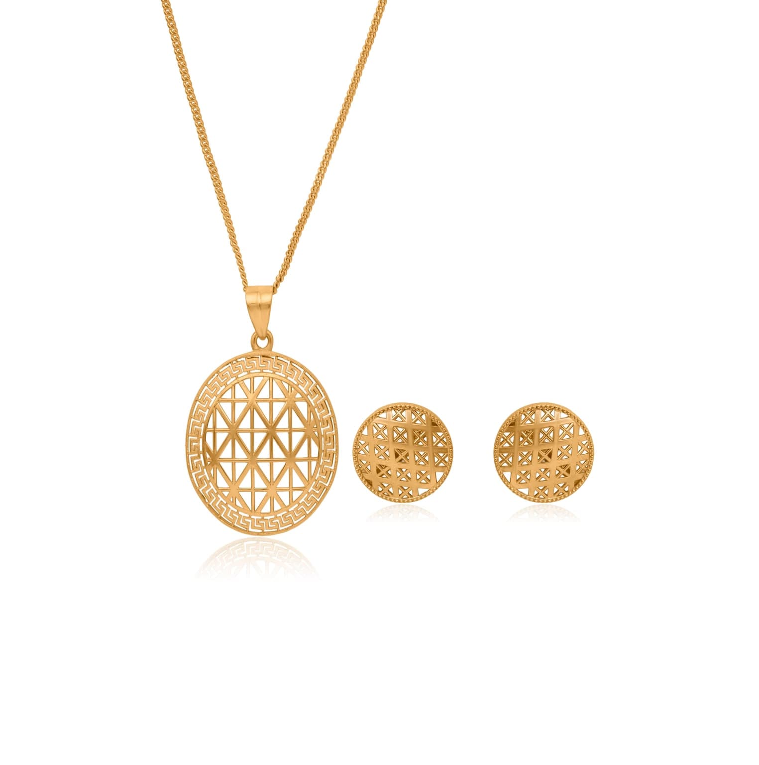 SILVER GRID PENDANT SET