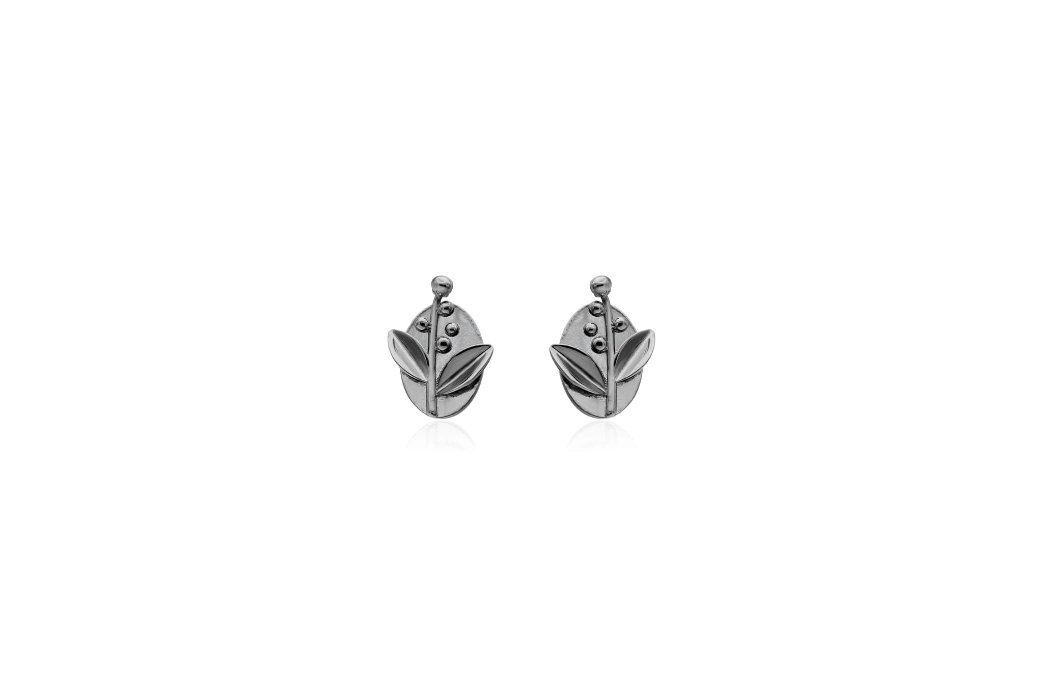 Shrubbery Silver Stud Earrings