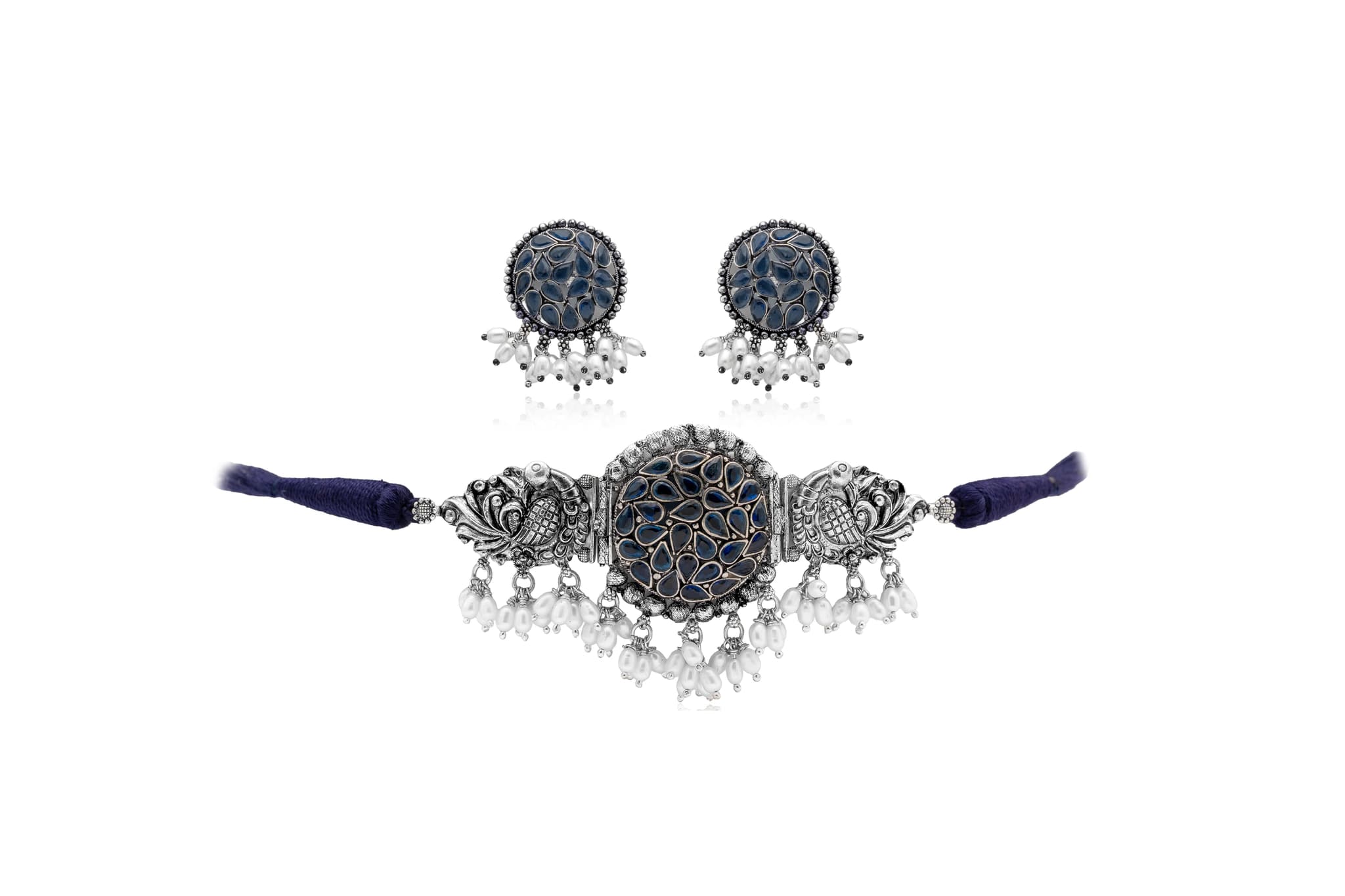 SHADOW AND STONE SILVER NECKLACE SET