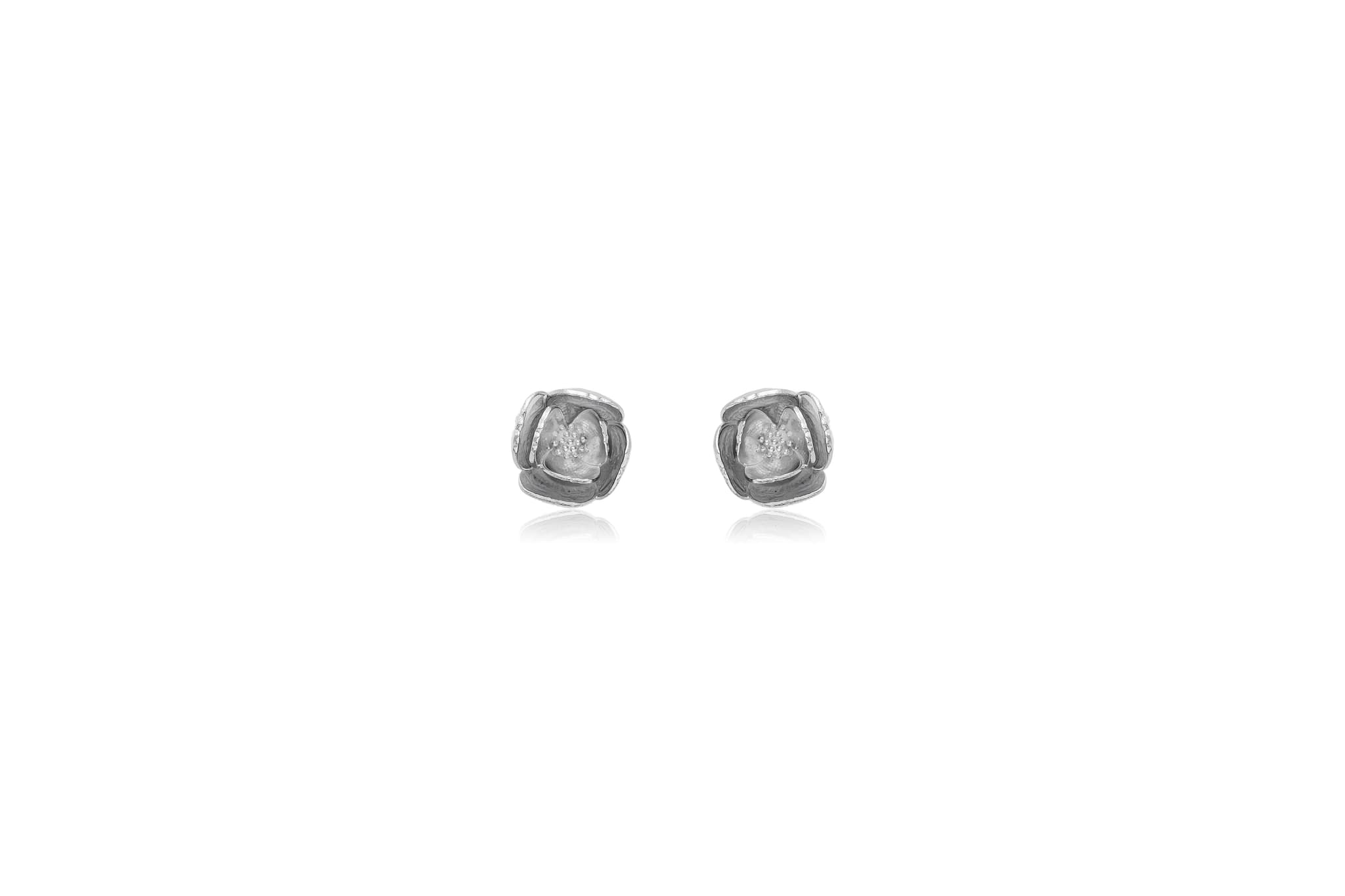 Floral Silver Stud Earrings