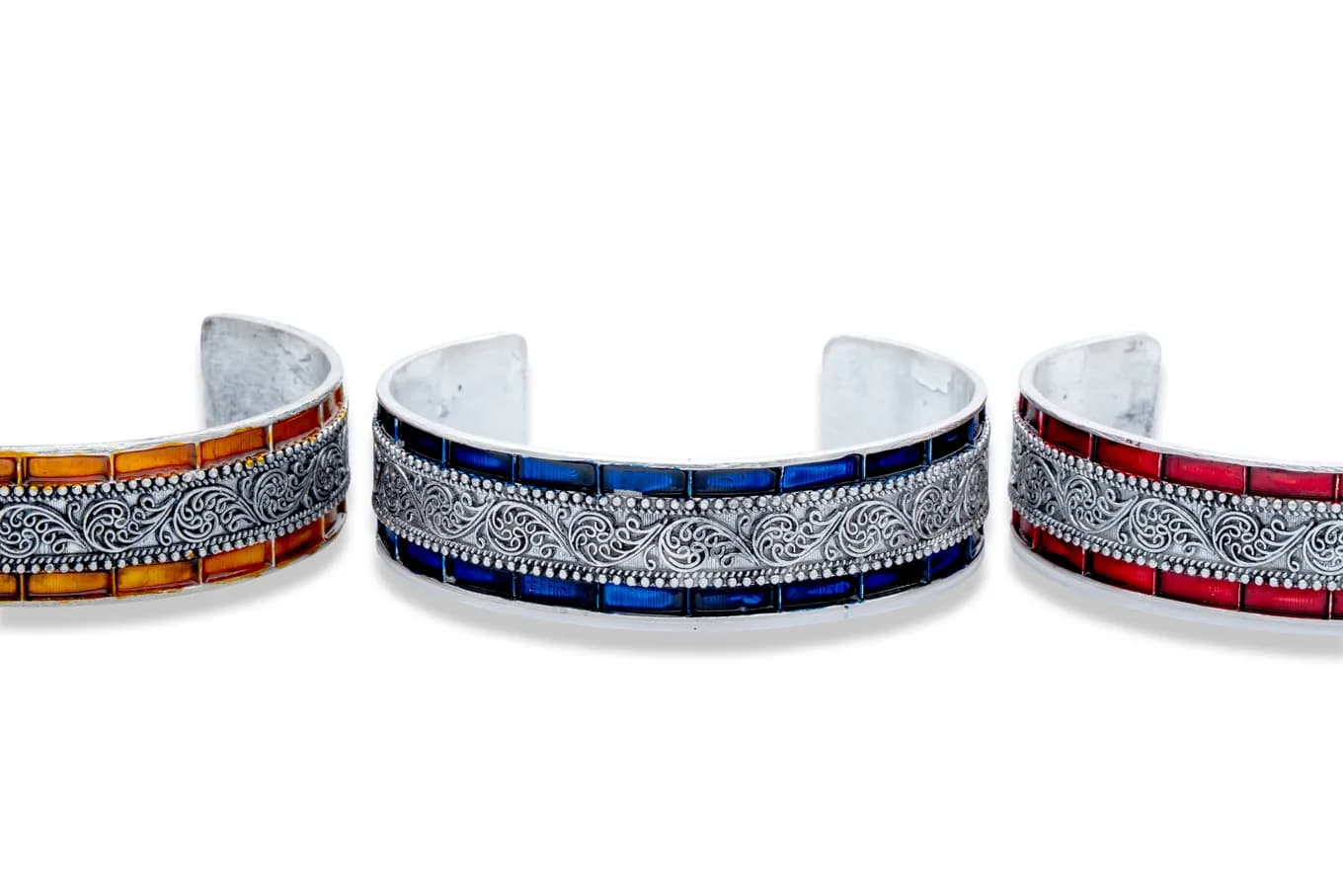 SILVER FLAME CUFF BANGLES